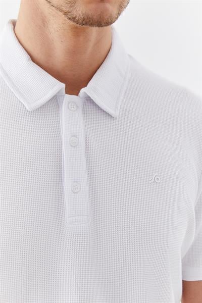 Erkek Ekru Normal Kesim Regular Fit Pamuklu Düğmeli Düz Polo Yaka Tişört