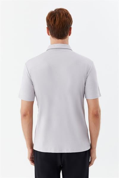 Erkek Gri Standart Fit Polo Yaka Tişört – Kısa Kollu