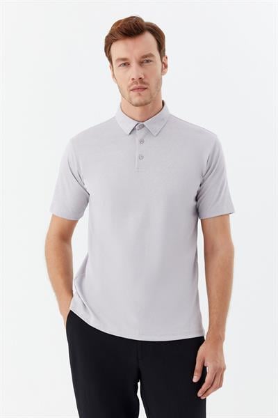 Erkek Gri Standart Fit Polo Yaka Tişört – Kısa Kollu