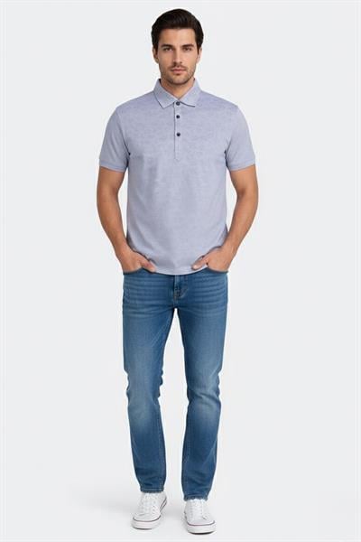 DÜĞMELİ POLO YAKA ERKEK T-SHIRT Gri