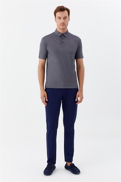 Erkek Gri Standart Fit Düğmeli Polo Yaka Tişört – Kısa Kollu