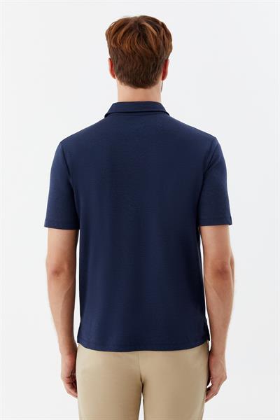 Erkek Açık Lacivert Standart Fit Düğmeli Polo Yaka Tişört – Kısa Kollu