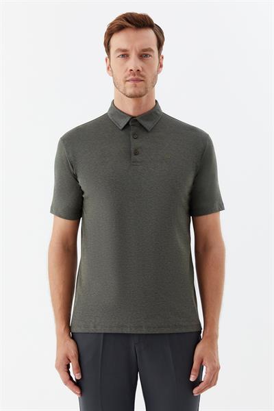 Erkek Haki Standart Fit Polo Yaka Tişört – Kısa Kollu