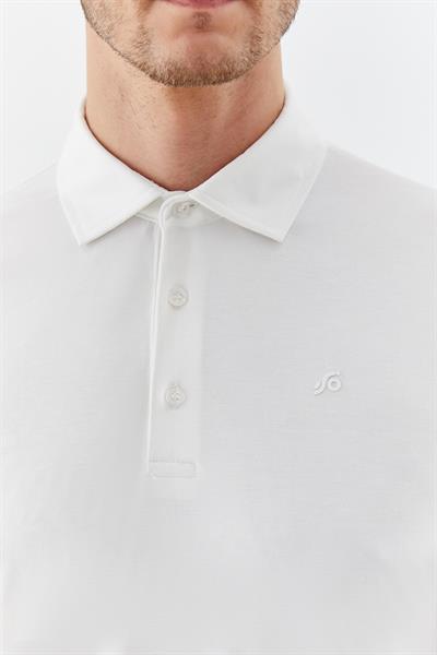 Erkek Ekru Dar Kesim Slim Fit Modal Dokuma Polo Yaka Tişört