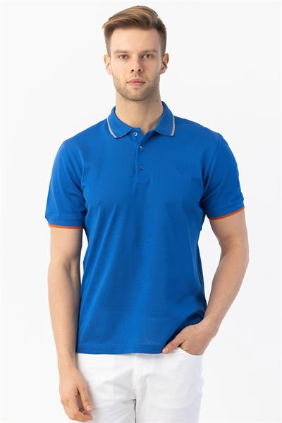 Giotelli Erkek Saks Dar Kesim Slim Fit %100 Pamuk Örme Düğmeli Polo Yaka Tişört