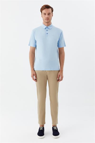 Erkek Mavi Standart Fit Polo Yaka Tişört – Kısa Kollu