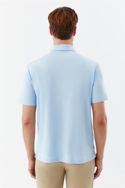 Erkek Mavi Standart Fit Polo Yaka Tişört – Kısa Kollu
