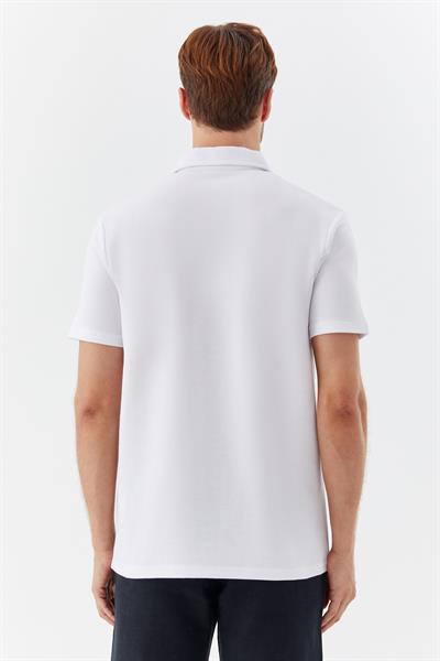 Erkek Ekru Normal Kesim Regular Fit Pamuklu Düğmeli Düz Polo Yaka Tişört