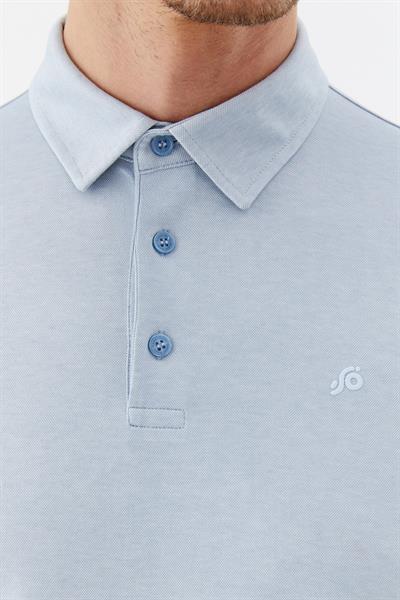 Erkek Mavi Standart Fit Polo Yaka Tişört – Kısa Kollu