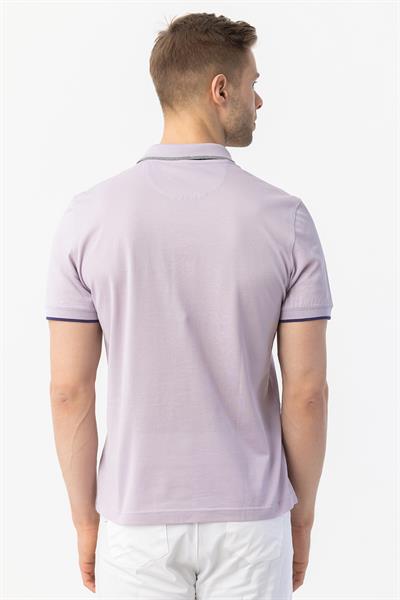 Düğmeli Polo Yaka Erkek T-Shirt Lila