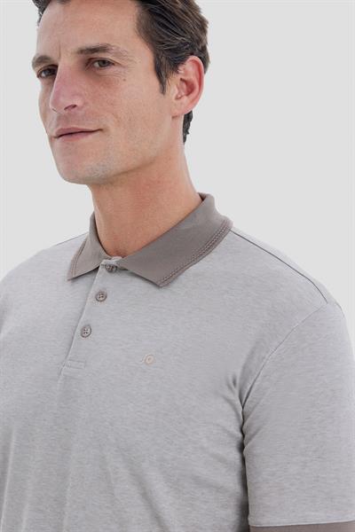 Erkek Bej Normal Kesim Regular Fit Pamuklu Örme Polo Yaka Tişört