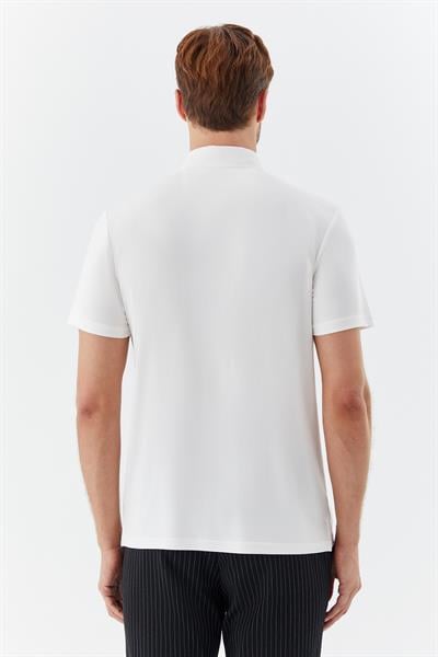 Erkek Ekru Dar Kesim Slim Fit Modal Dokuma Polo Yaka Tişört