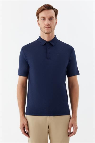 Erkek Açık Lacivert Standart Fit Düğmeli Polo Yaka Tişört – Kısa Kollu
