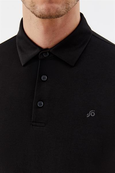 Erkek Siyah Standart Fit Polo Yaka Tişört – Kısa Kollu