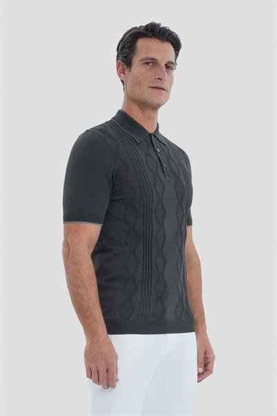 Yeşil Regular Fit Triko Polo Yaka Tişört