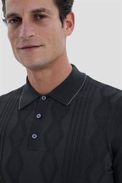 Yeşil Regular Fit Triko Polo Yaka Tişört