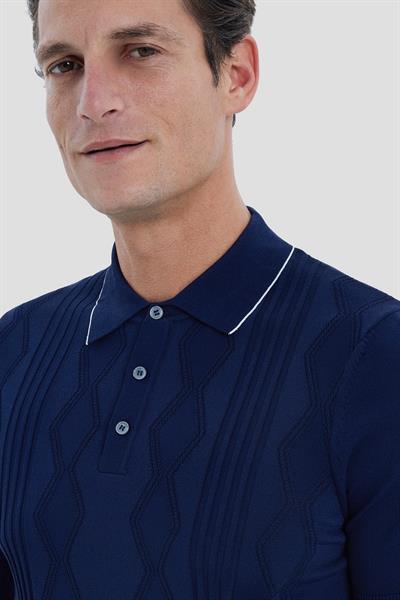 Lacivert Regular Fit Triko Polo Yaka Tişört