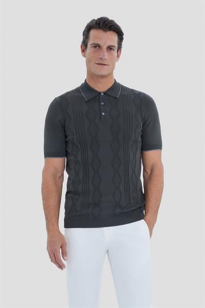 Yeşil Regular Fit Triko Polo Yaka Tişört