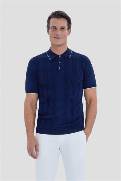Lacivert Regular Fit Triko Polo Yaka Tişört