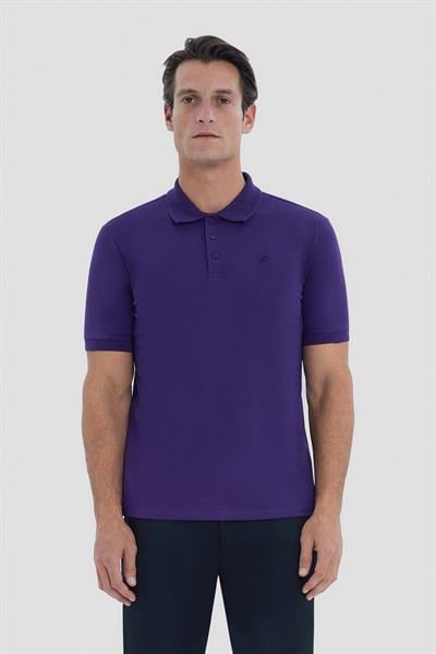 Mor Regular Fit Basic Polo Yaka Erkek Tişört