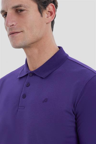 Mor Regular Fit Basic Polo Yaka Erkek Tişört