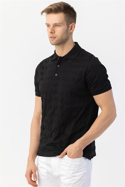 Düğmeli Polo Yakak Erkek T-Shirt Siyah