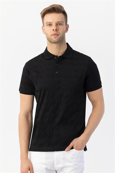Düğmeli Polo Yakak Erkek T-Shirt Siyah