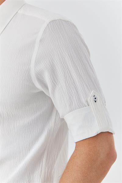 Erkek Beyaz Düğmeli Yaka Gömlek – Uzun Kollu