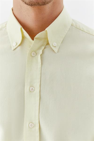 Erkek Koyu Mavi Normal Kesim Regular Fit Dokuma Uzun Kollu Düğmeli Yaka Gömlek