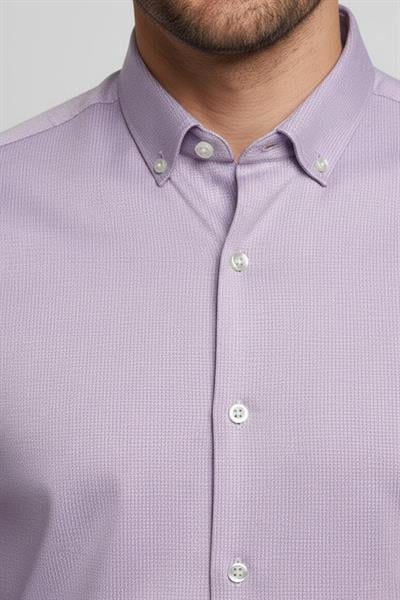 Düğmeli Yaka Erkek T-Shirt Lila