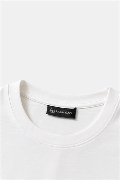 Ekru %100 Pamuk Regular Fit Bisiklet Yaka Basic T-shirt