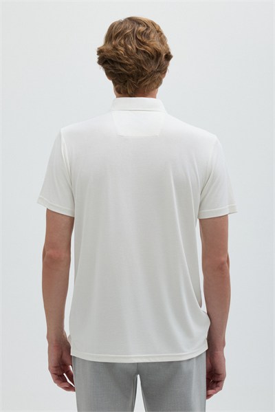 Ekru Modal Regular Fit Polo Yaka T-shirt