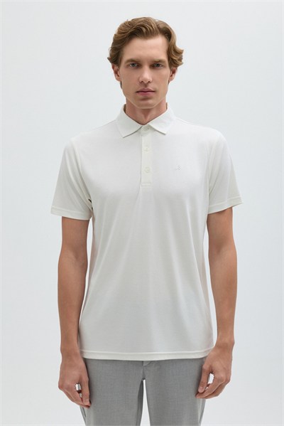 Ekru Modal Regular Fit Polo Yaka T-shirt