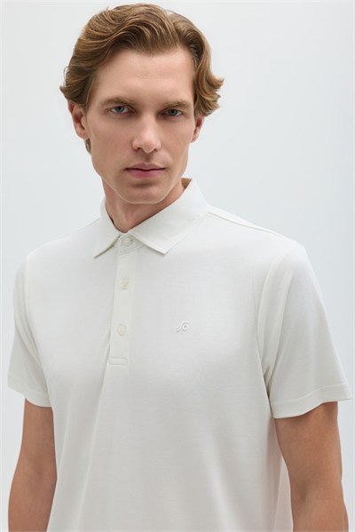 Ekru Modal Regular Fit Polo Yaka T-shirt