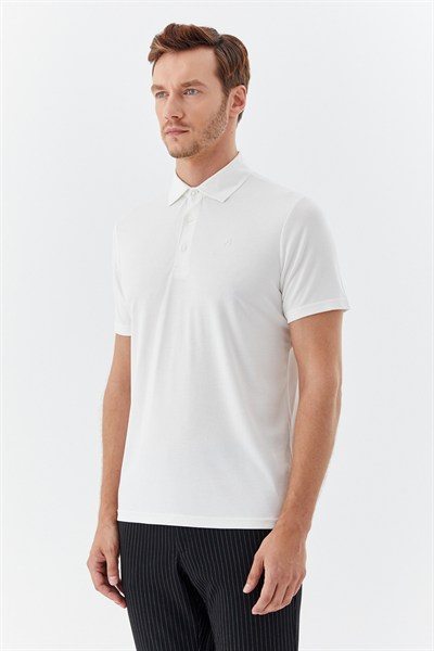 Ekru Modal Regular Fit Polo Yaka T-shirt