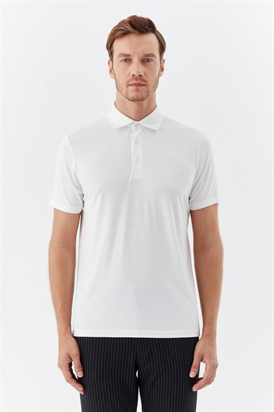 Ekru Modal Regular Fit Polo Yaka T-shirt