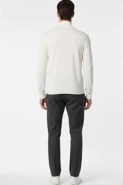 Ekru Regular Fit Pamuklu Fermuarlı Yarım Balıkçı Yaka Erkek Triko Kazak