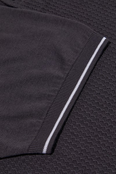 Antrasit Slim Fit %100 Pamuk Jakarlı Polo Yaka Triko T-shirt