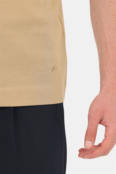 Erkek Bej Normal Kesim Regular Fit %100 Pamuk Dokuma Bisiklet Yaka Basic T-Shirt