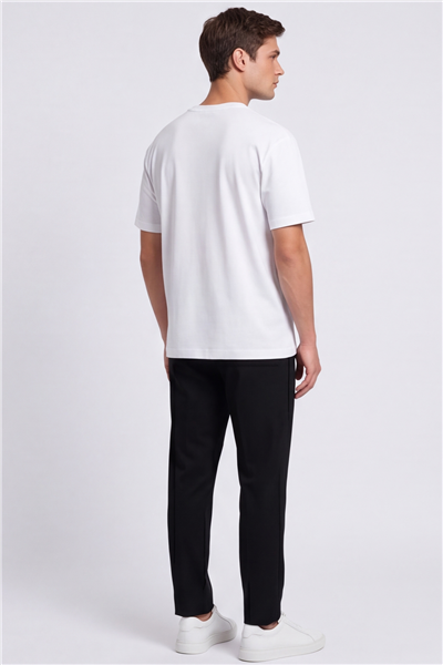 Erkek Beyaz Normal Kesim Regular Fit %100 Pamuk Kısa Kollu Bisiklet Yaka Basic Tişört