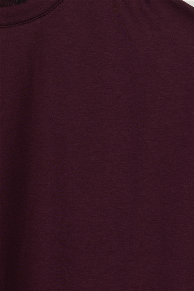 Erkek Bordo Normal Kesim Regular Fit %100 Pamuk Kısa Kollu Bisiklet Yaka Basic Tişört