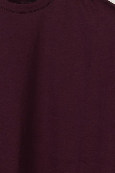 Erkek Bordo Normal Kesim Regular Fit %100 Pamuk Kısa Kollu Bisiklet Yaka Basic Tişört