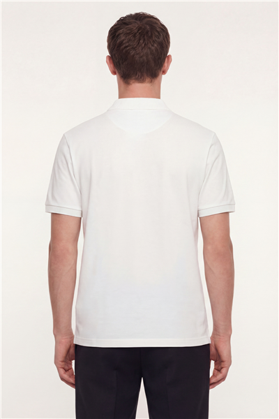 Erkek Ekru Dar Kesim Slim Fit %100 Pamuk Dokuma Polo Yaka Tişört