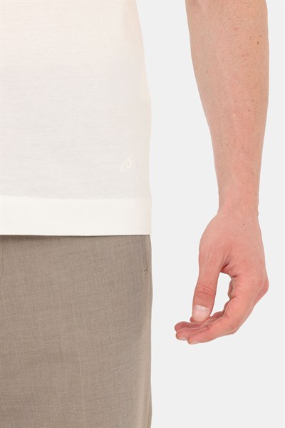 Erkek Ekru Normal Kesim Regular Fit %100 Pamuk Dokuma Bisiklet Yaka Basic T-Shirt