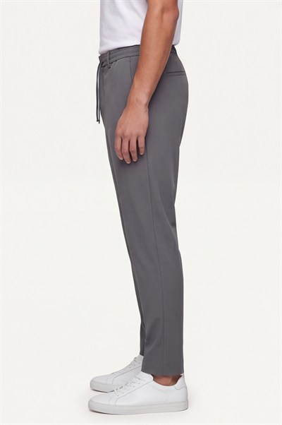 Erkek Füme Normal Kesim Regular Fit Pamuklu Armürlü Bel Lastikli Jogger Pantolon