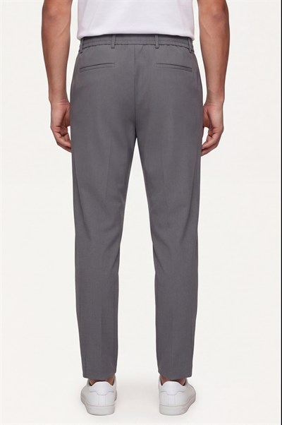 Erkek Füme Normal Kesim Regular Fit Pamuklu Armürlü Bel Lastikli Jogger Pantolon