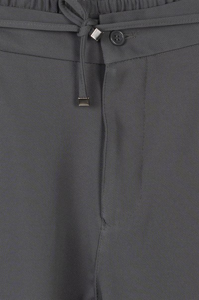 Erkek Füme Normal Kesim Regular Fit Pamuklu Armürlü Bel Lastikli Jogger Pantolon
