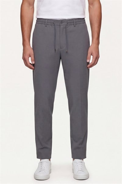 Erkek Füme Normal Kesim Regular Fit Pamuklu Armürlü Bel Lastikli Jogger Pantolon