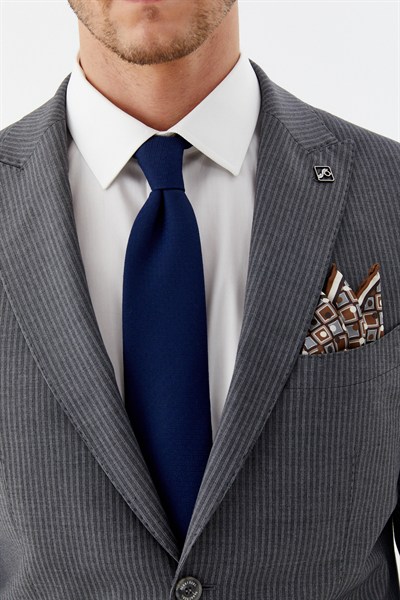 Gri Slim Fit Yünlü Dokuma Normal Bel 6 Drop Takım Elbise
