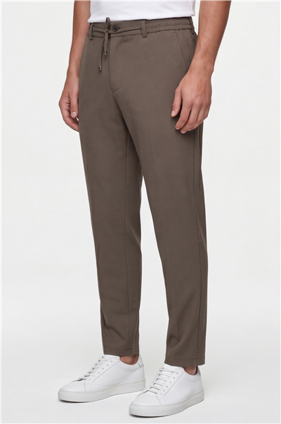 Erkek Haki Regular Fit Standart Boy Dokuma Armürlü Pantolon